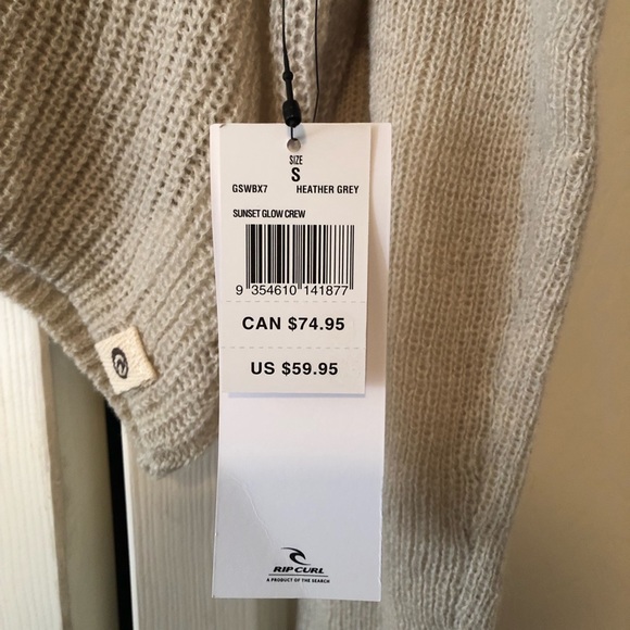 NWT Ripcurl Grey Sweater - Size Small (Rip Curl) - Picture 2 of 4